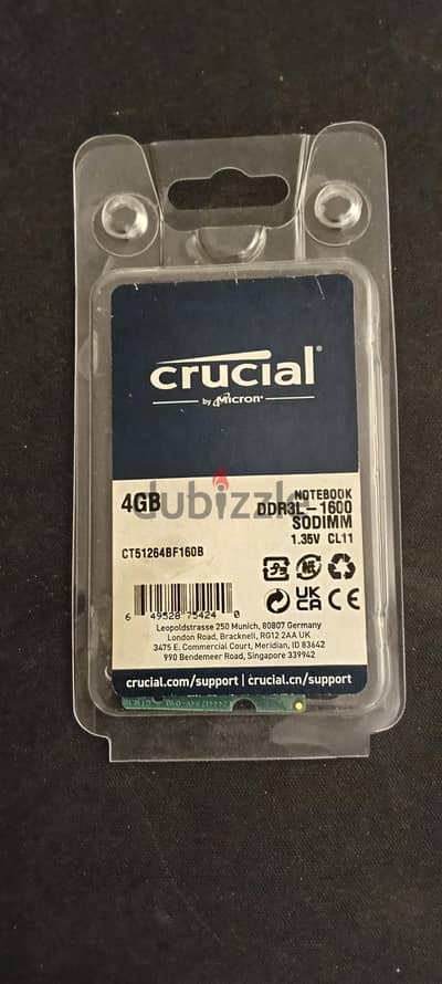 Cruical 4Gb ram DDR3L 1600