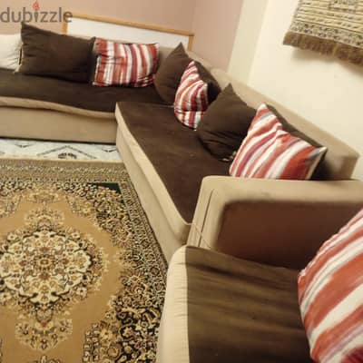 سفره ٦ كراسي مع ازاز بدون نيش + ركنه و فوتيه