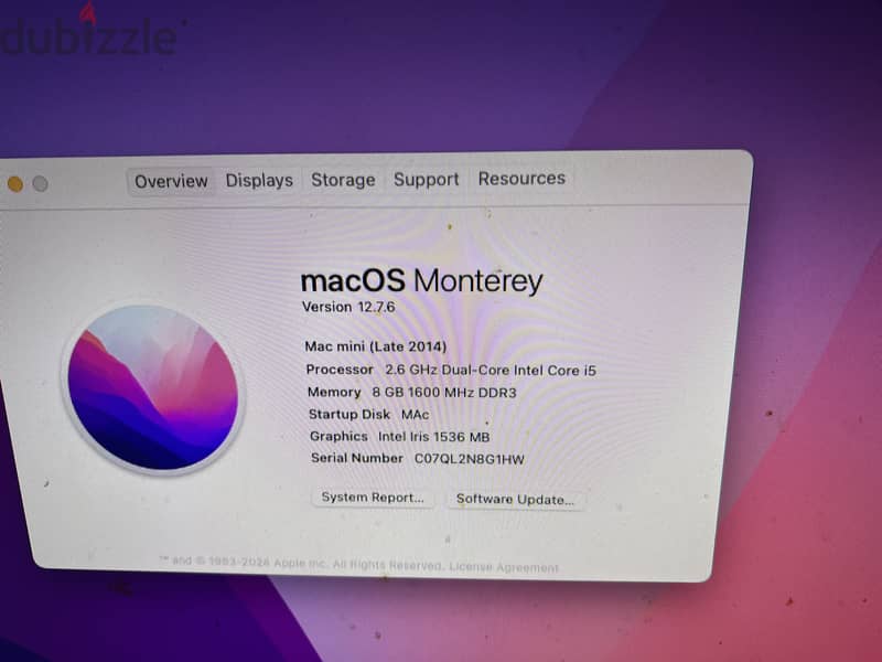 mac mini 2014 i5 2.6 /8gb/500 ssd 7