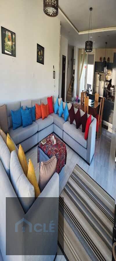Luxury penthouse chalet with a fully furnished rooftop terrace and direct pool view for sale in Seashell, North Coast. Spacious 383m² including 3 bed
