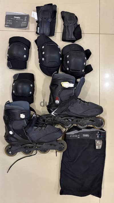 Oxelo fit100 adult inline skate roller decathlon + safety kit