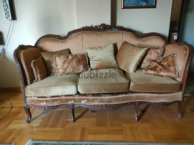 صالون زان كلاسيك (كنبة و 4 فوتيهات و 3 ترابيزات رخام)