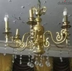 طقم 2 نجفه قنديل  مطلي ماء ذهب  ع 24 + 2  ابليك  مع كريستال عصفور اصلي