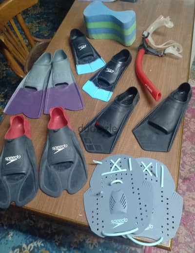 ادوات سباحة ، زعانف ، سنوركل ، بادل كلو برندات speedo, Arena TYR