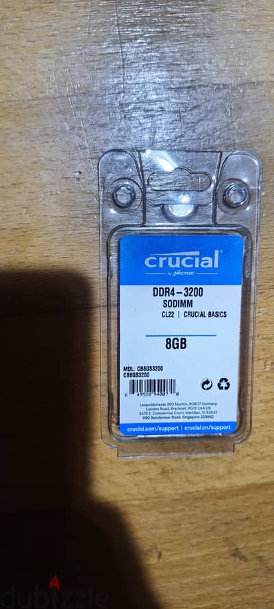 crucial 8GB Ddr4 3200 -  رامة لابتوب