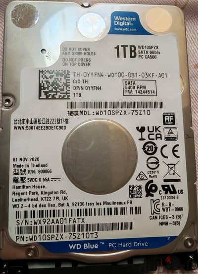 WD 1Tera 2.5 inch HDD laptop هارد لابتوب
