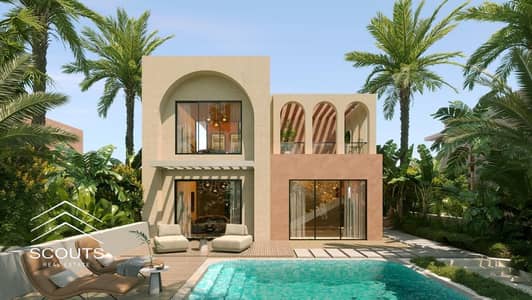 Chalet for sale in Ogami, Ras El Hekma, prime location with sea and lagoon views, fully finished, at the lowest price on the North Coast, near Marassi