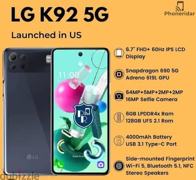 LG K92 5G 128GB جديد