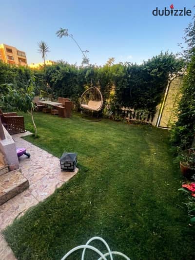 Apartment 139 m with 55 m garden for sale in Al-Rehab, Phase 5, new special finishes on a wide garden, a very prime location near the club, mosque, and school