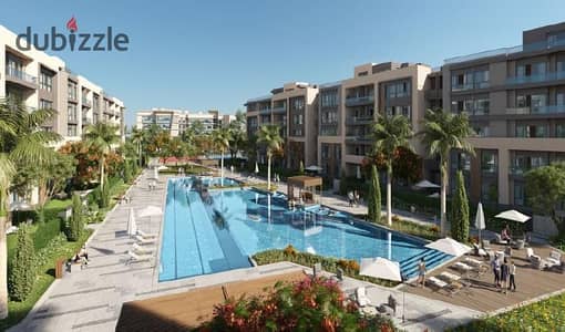 Furnished apartment for rent in Azad compound, ground floor with a view of the swimming pool