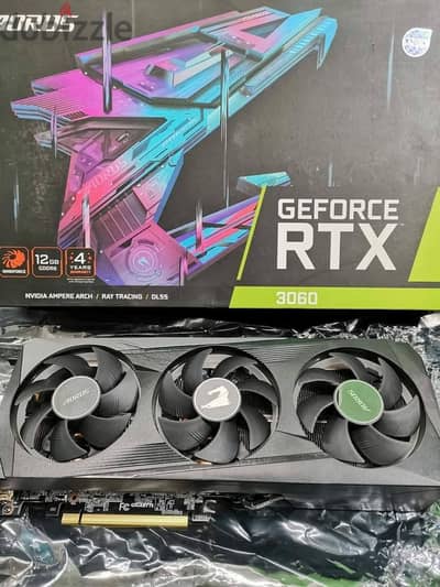 Rtx 3060 12GB Aorus Elite بحاله ممتازه وحرارة كويسة جدا