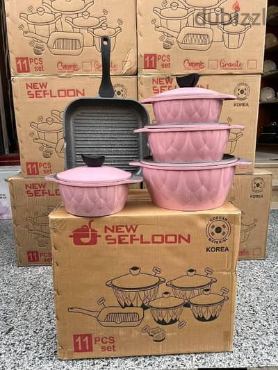 طقم حلل جرانيت جديد بالكرتونة  طقم New Sefloon 11 قطعة