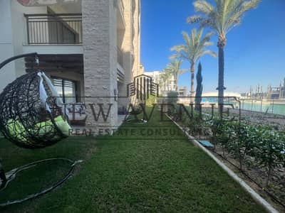3-Bedroom Ground-Floor Apartment with a Garden, Prime Lake View, in the Best Location at Marassi Marina 1.