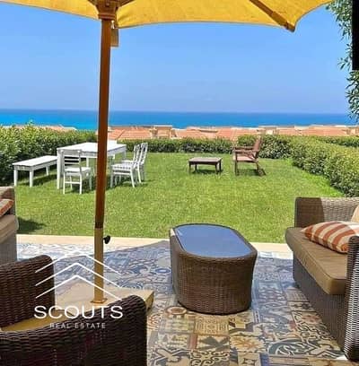 First row lagoon ground garden chalet for sale in La Vista Ras El Hekma, North Coast,after El Alamein City, Marassi  ,Ghazala Bay, before Sidi Heneish