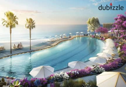Chalet for sale directly from the owner 122 Sqm, in South Med North Coast. Hotel-style finishing 12-year payment plan Lagoon and sea view