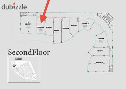 Administrative unit 163 m² – Second floor inside Tchidt Mall | New Downtown – Suwari