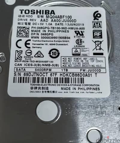 1Tera 2.5 inch HDD laptop