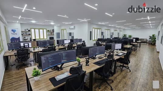 Unique administrative headquarters of 190 m conditioned for rent in the strongest location on the Maadi ring road in Sama Administrative Towers, Qattamiya