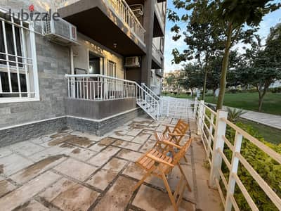 Furnished apartment for rent in Madinaty, ground floor with private garden, 3 bedrooms. Available now. Video options for the apartment.