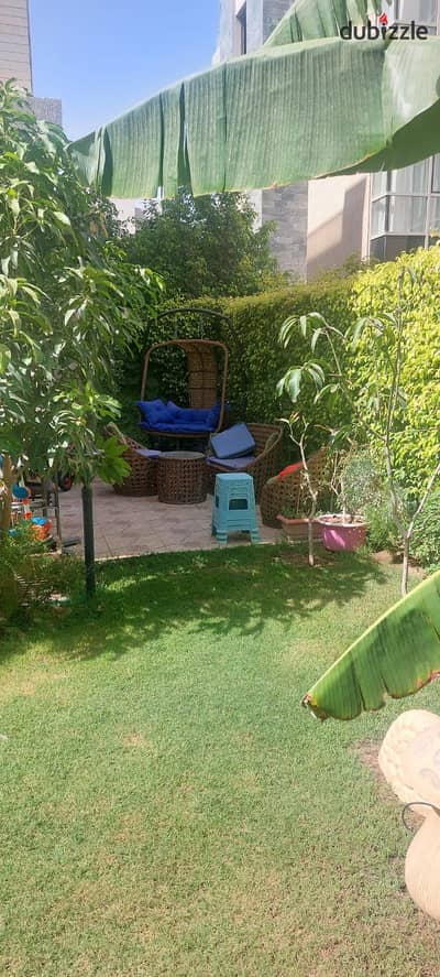 3-bedroom ground floor apartment with garden for sale in Galleria Moon Valley, Fifth Settlement.