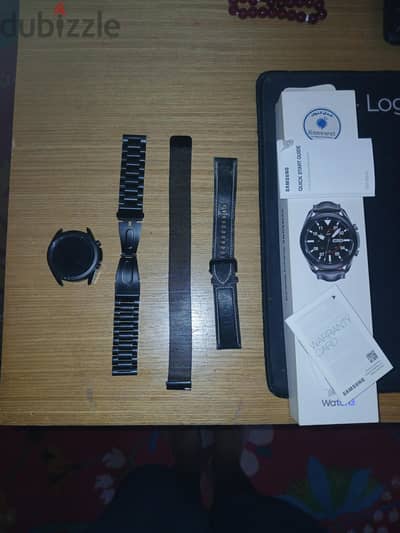 galaxy watch 3 classic with 2 extra bands and its charger