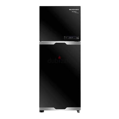 ثلاجة يونيون إير 370 لتر Silver Edition لون أسود، واجهة زجاجية بالكامل
