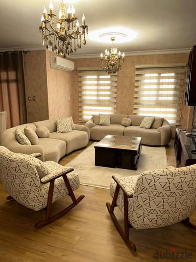 Fully furnished apartment for rent first use wide garden view super lux finishing ready to move in 2 bedrooms in Madinaty