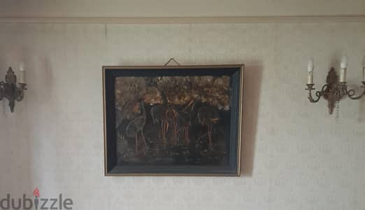 لوحه رسم يدوي قديمه جدا  ( زيتيه مجسمه نادره