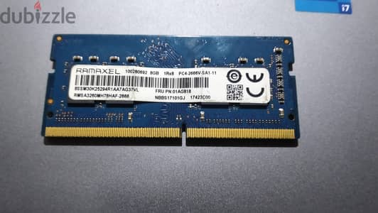 Ram laptop ddr4 8gb بحاله ممتازه استعمال خفيف جداً  التردد 2660