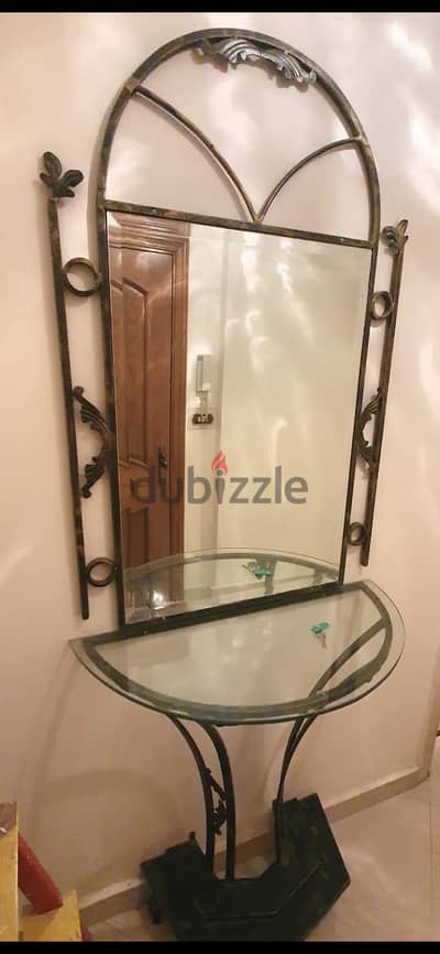 كونسول زجاجى بالمراية معدن