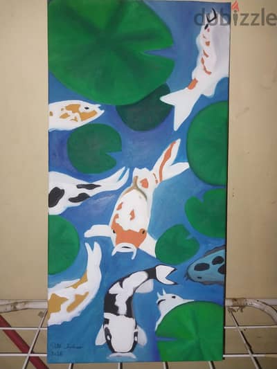koi fish 30×60 oil paiinting