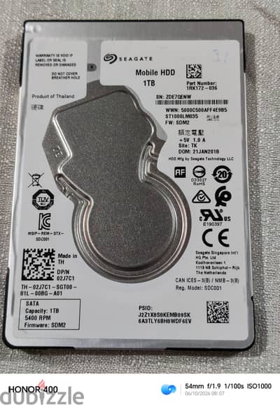 1Tera 2.5 inch HDD هارد لابتوب مستعمل