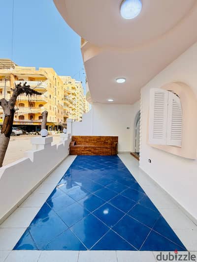 Ground floor apartment with a private entrance in Alexandria, Al-Nakhil beach, Al-Ajami, sixth building from the sea, cash or installments