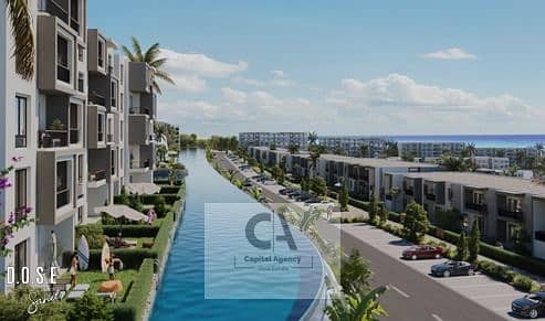 شاليه للبيع في دوس متشطب بالتكيفات تشطيب فندقي بمقدم 5% فقط  - رؤيه علي البحر مع اقوي مطور اكام الراجحي واقساط تصل الي 10 سنوات | Dose
