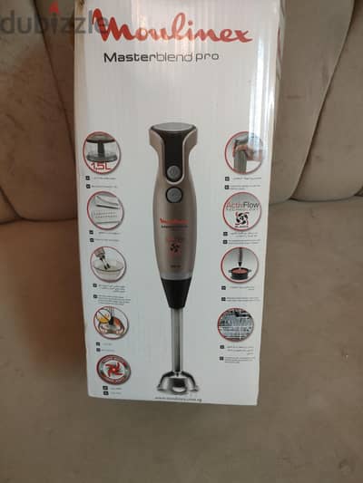 خلاط Moulinex Masterblend Pro 1000W أصلي، جديد بالكرتونة، 5 ملحقات