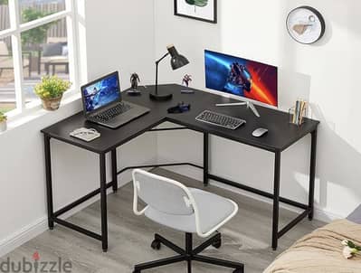 Corner L Shaped Desk, 128 cm x 108 cm x 75 cm Size, Black