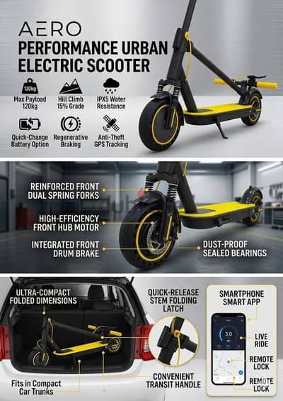 Aero EV Electric Scooter 100 KG Black and Yellow - Z1 Plus