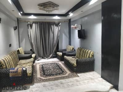 Furnished apartment for annual rent for a family, groom, or company with 3 bedrooms, reception area with 2 pieces, kitchen, and bathroom on the fourth upper floor. All utilities are available: water, electricity, and elevator in Alexandria, Al Agamy, kilo 21 at the beach of Al Nakheel with a very distinctive location.