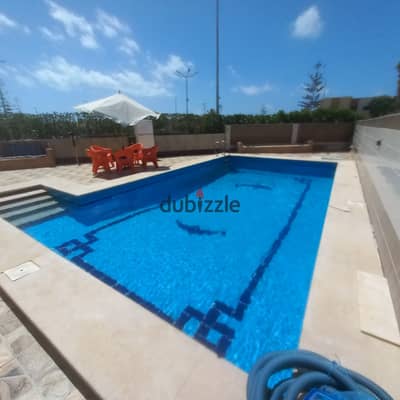 Duplex villa with 4 air-conditioned rooms and a private pool for rent in Al-Shorouk village