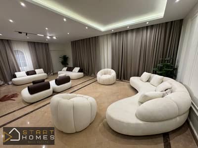 A 450-square-meter standalone villa with 4 bedrooms, including a maid's room, is available for rent. It is furnished and located in one of the newest