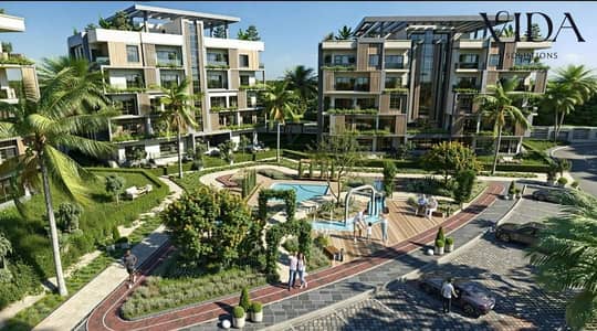 80 sqm apartment for sale at Wistra Compound, Hadayek October, on Zewail Road opposite Zewail City. 10% down payment, installments up to 8 years.