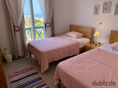 Receive a finished chalet with a view of the lagoon and the sea in Mountain View Ras El Hekma next to Swan Lake
