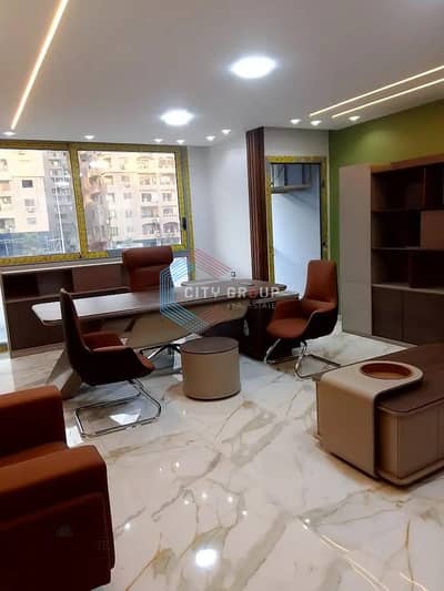 Furnished office space for rent in a prime location in Maadi on the Ring Road, 230 square meters.