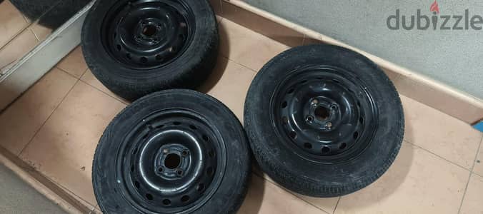 3 جنوط حديد أفيو أصلي  مقاس 14 4x100 - بحالة جيدة جداً