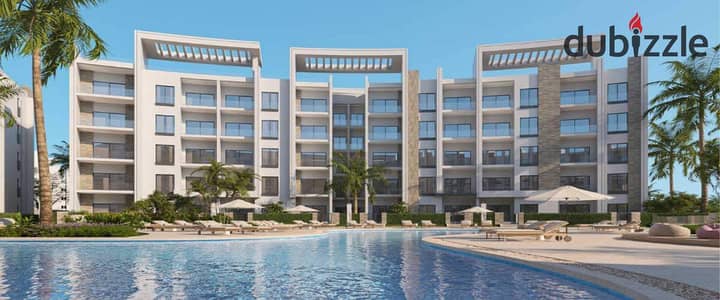 115m² fully finished chalet for sale in Q Bay, North Coast, next to Marassi. Down payment 860,000 and installments over 8 years.