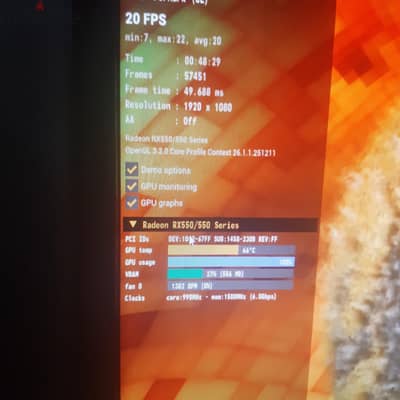 كرت شاشة rx 550 2gb و ram 4×2 ddr4