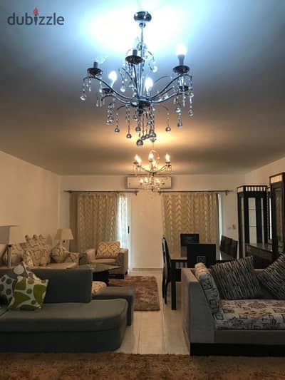 Furnished apartment for rent in Al Rehab 2, 180 sq m, direct sea view, 3 bedrooms, 3 bathrooms, 4th floor, Phase 9, next to Avenue Mall and Gate 24, for only 30,000 EGP per month.