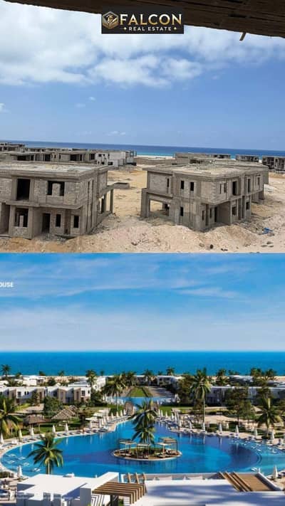 One-bedroom chalet for sale directly on the beach with a 40% discount, featuring Crystal Lagoon, at the lowest price in Dose, Ras El Hekma.