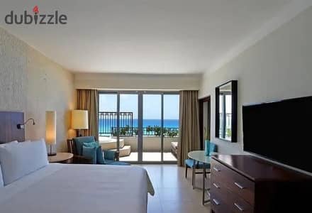 Villa Town First Row by the Sea Fully Finished with Air Conditioning in MARBAY Al-Marasem Next to Hacienda and Direction White