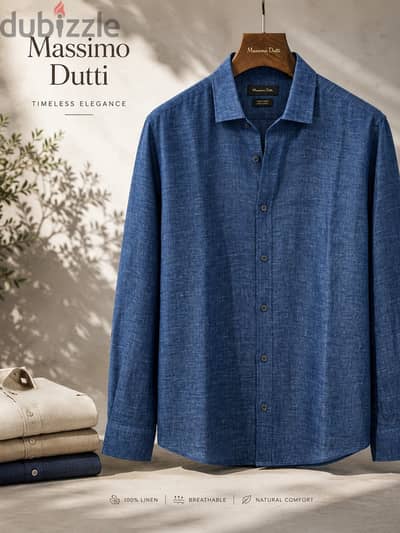 قميص Massimo Dutti كتان تركي عالي الجودة (مستورد)